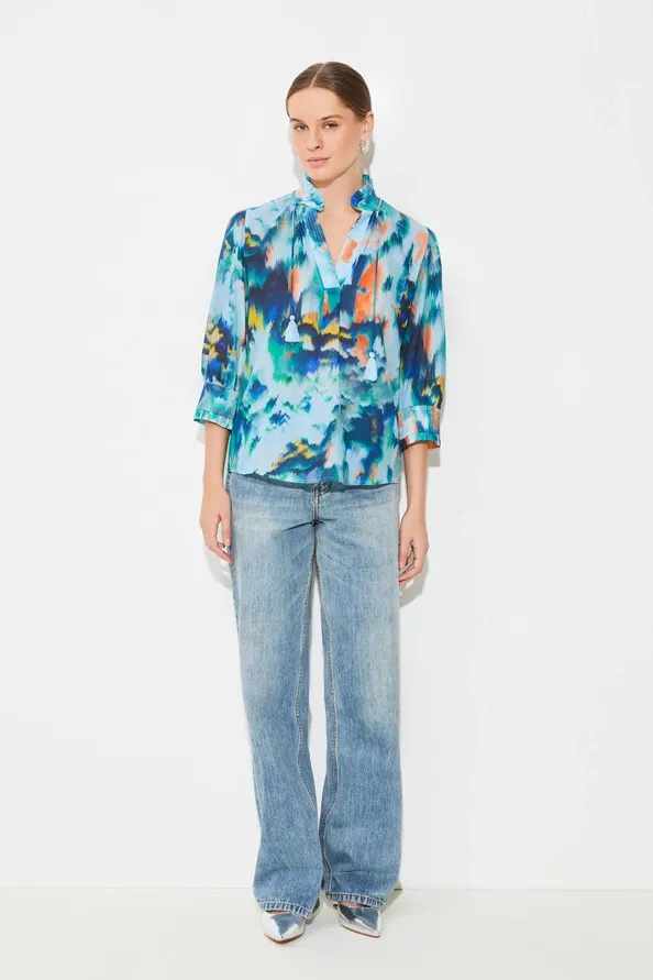 Suncco Lassie Turquoise Print Blouse