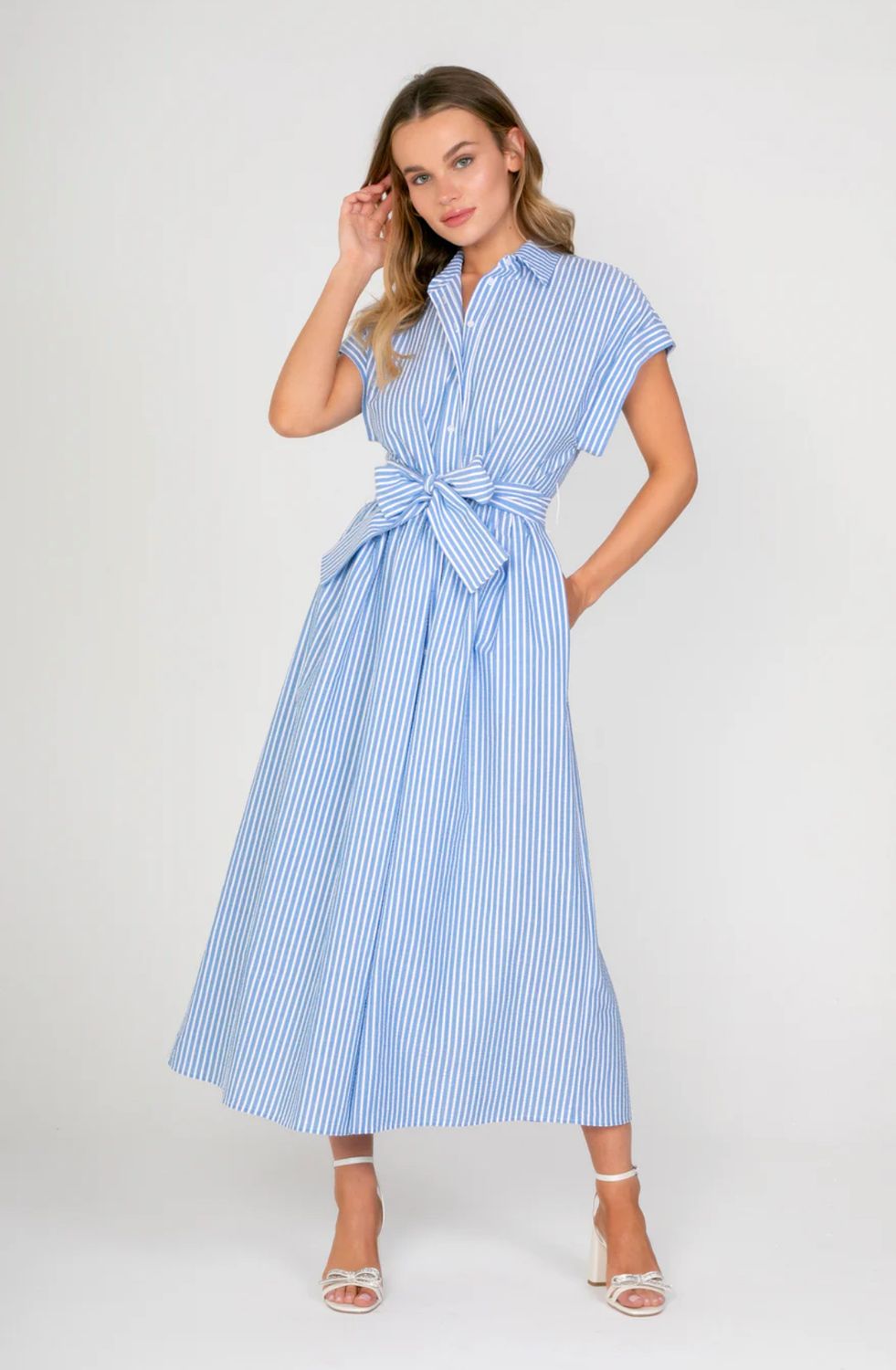 Lavender Brown Sheersucker Dress