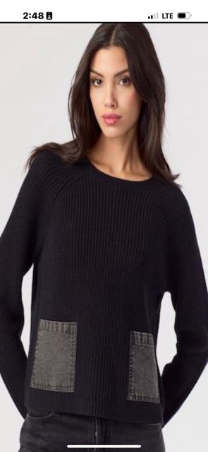 BLACK SWEATERS WITH FAUX LEATHER J SOCIETY