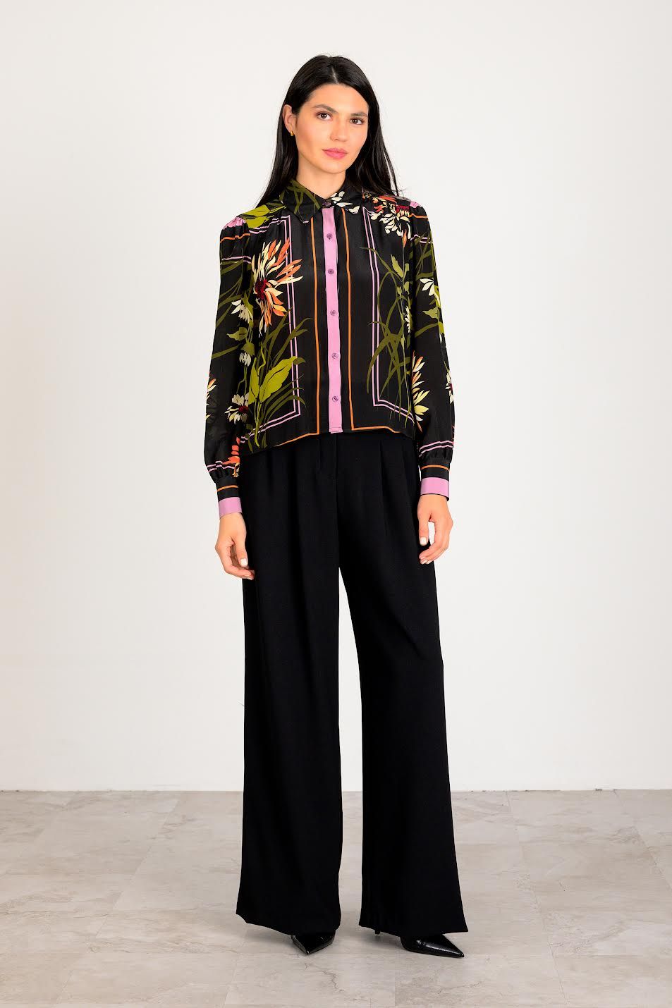 Lavender Brown Printed Blouse