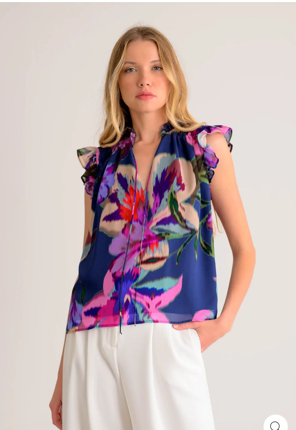 Lavender Brown Vnk Cap Sleeve Blouse