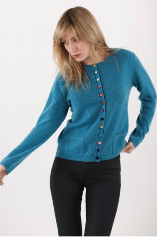 ESTHME COLORFUL BUTTON CARDIGAN