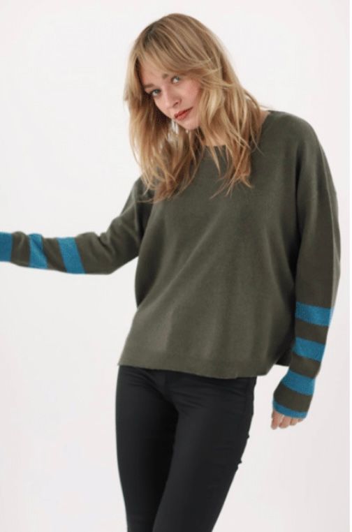 ESTHME STRIPED SLEEVE SWEATER