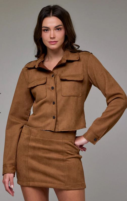 Suede Carmel Cropped Shirt