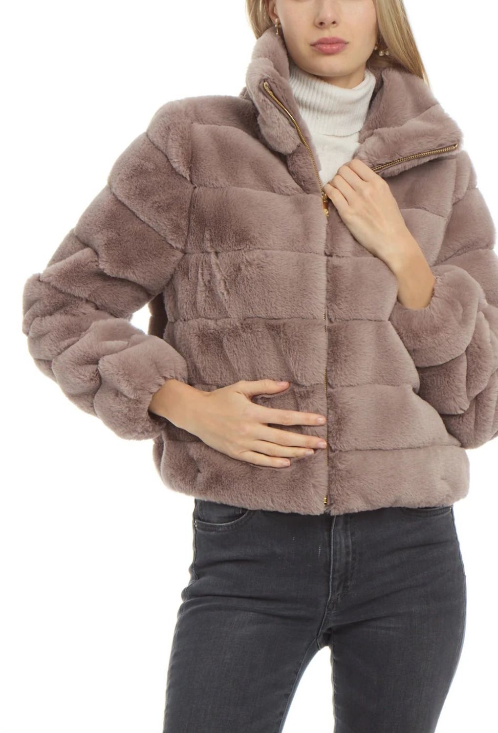 Patty Kim Cropped Faux Fur Jacket