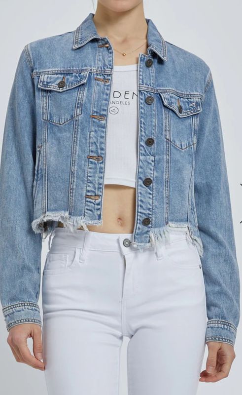 Hidden Frayed Jean Jacket