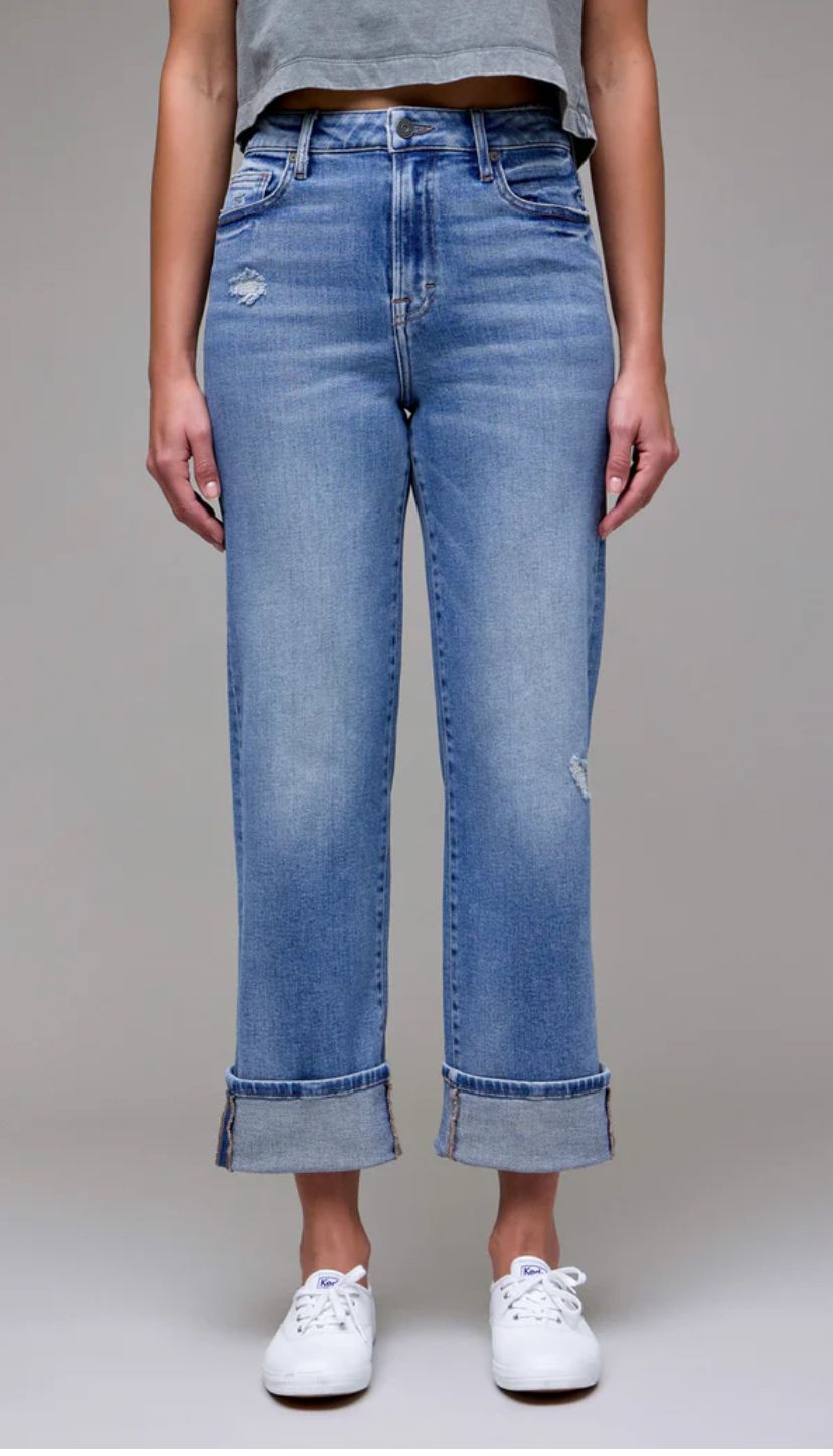 Hidden Ella Vintage High Rise Cuffed Wide Straight