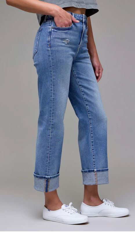 Hidden Ella Vintage High Rise Cuffed Wide Straight