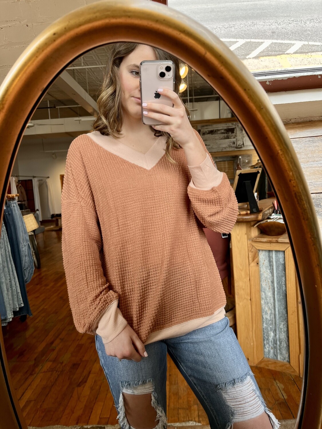 Waffle Knit Top