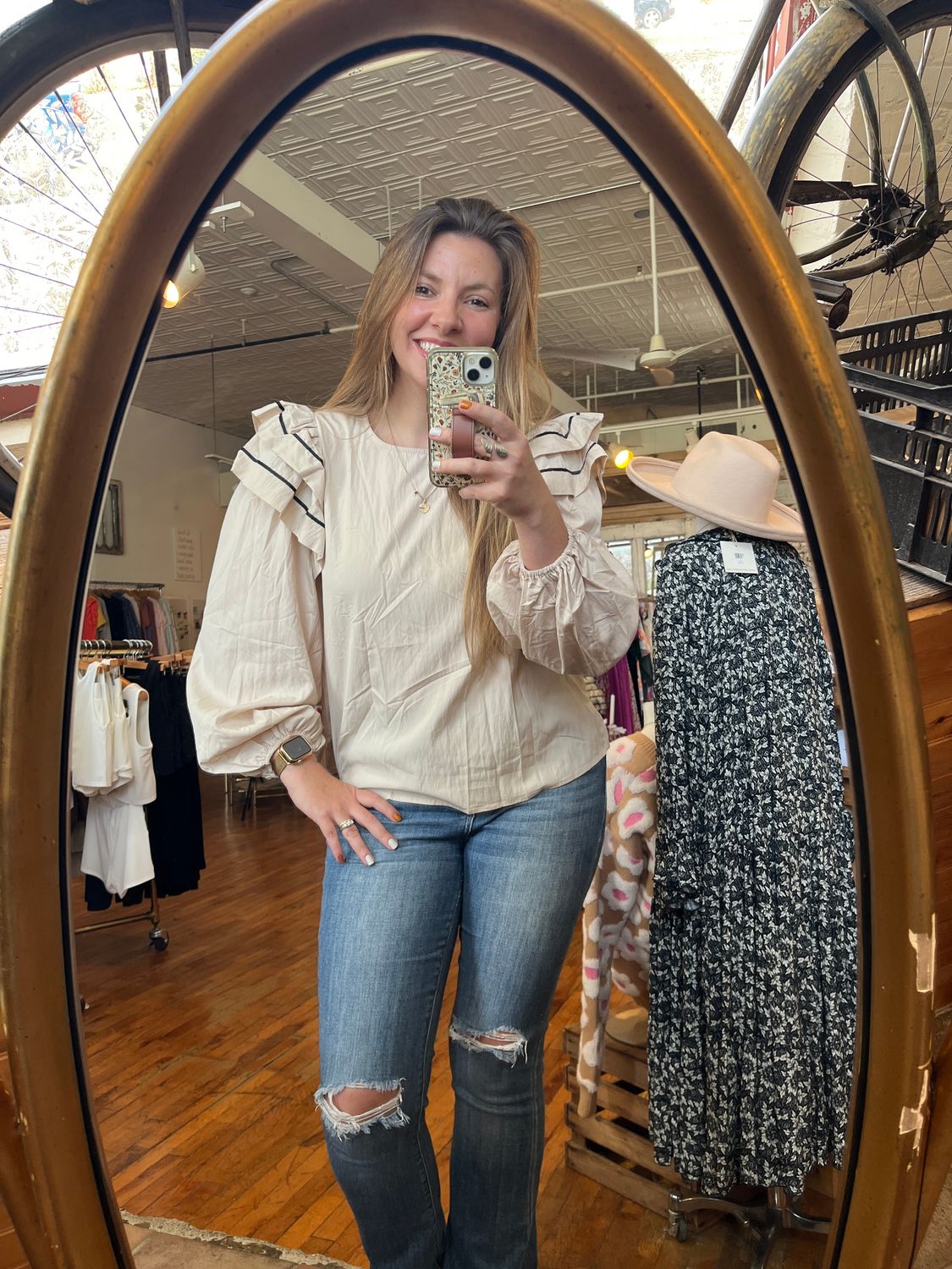 Oatmeal Ruffle Sleeve