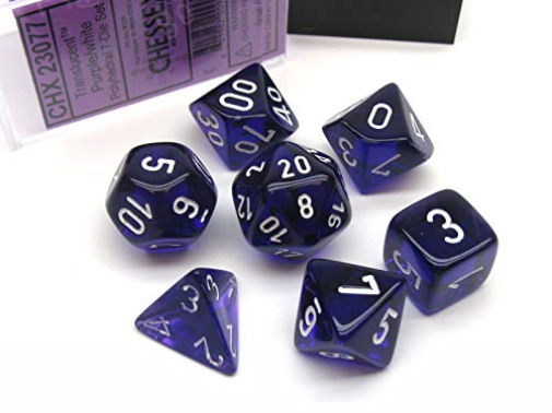 CHX 23077 Translucent Purple/white Polyhedral Set