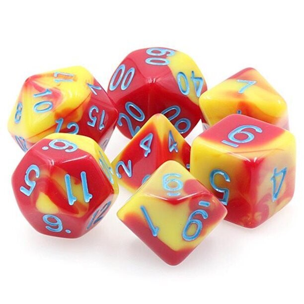 Red/Yellow & Blue Fusion 7 Dice Set