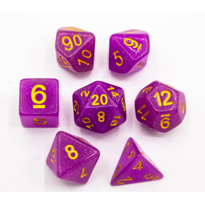 Purple & Gold Jelly 7 Dice Set