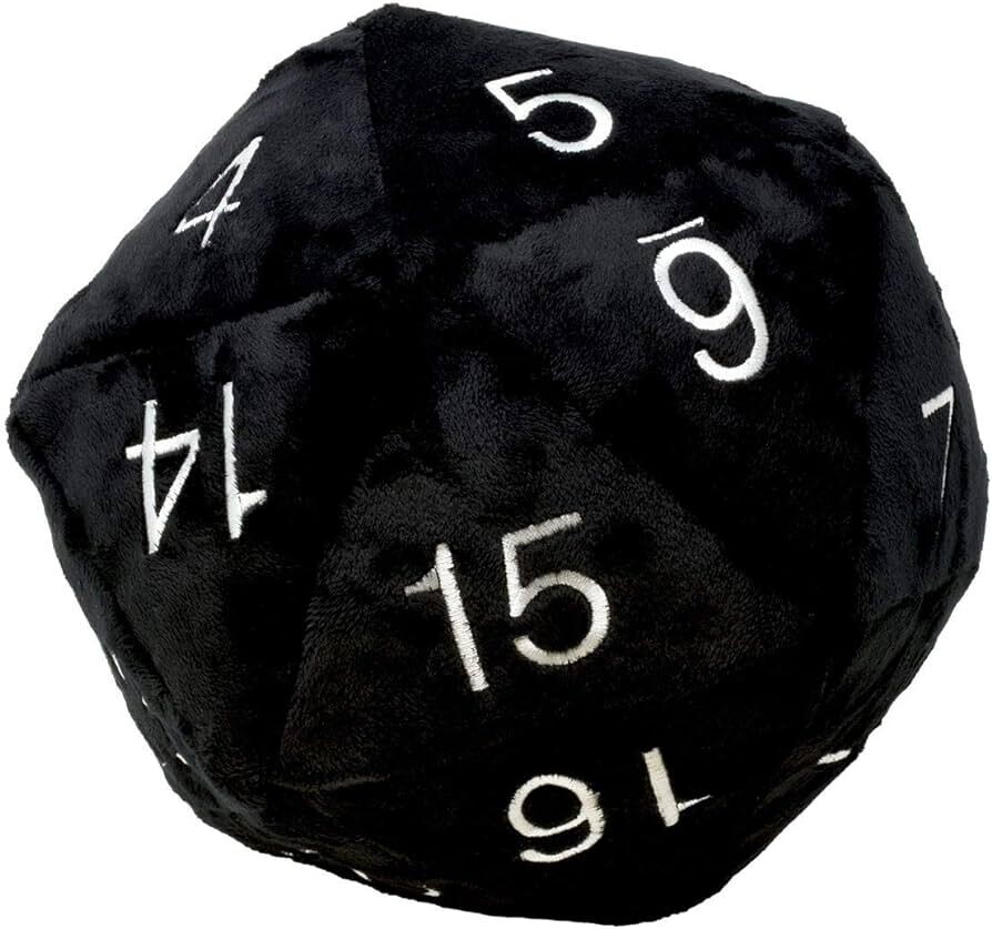 Jumbo D20 Plush Black/Silver