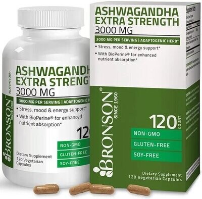 Ashwagandha 3000mg - 120 Cápsulas Anti Estrés Con Bioperine