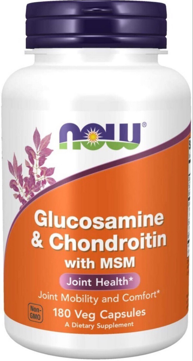 Now Glucosamina & Chondroitin Plus Msm,180 Caps Vegano