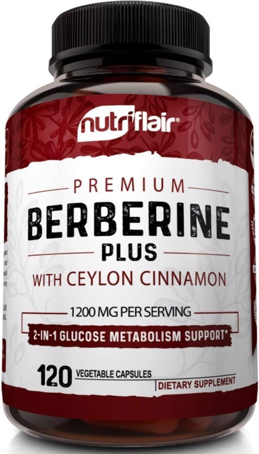 Premium Berberine Hcl + Canela Ceylan 1200mg 120 caps - Nutriflair