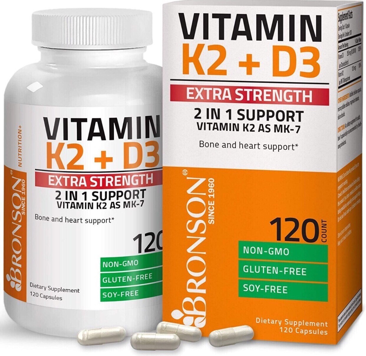 Vitamina D3 Y K2 Extra Fuerza 10000ui 60 caps - Bronson
