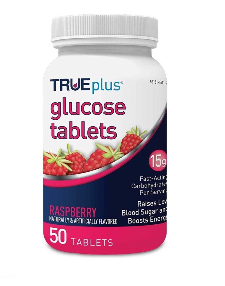 Tabletas De Glucosa, Sabor A Frambuesa - 50 Uni Trueplus