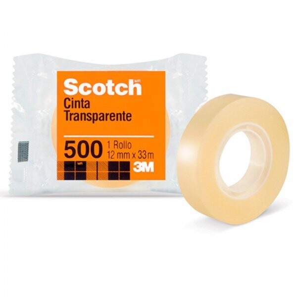 Cinta adhesiva Scotch 500 color transparente 12 mm x 33 m