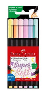 Marcadores Supersoft Punta Pincel Pastel x6 Faber-Castell