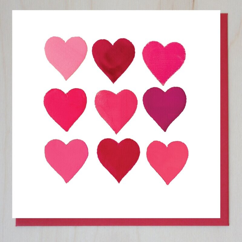 ZWND319  Valentine's Card (painted hearts)
