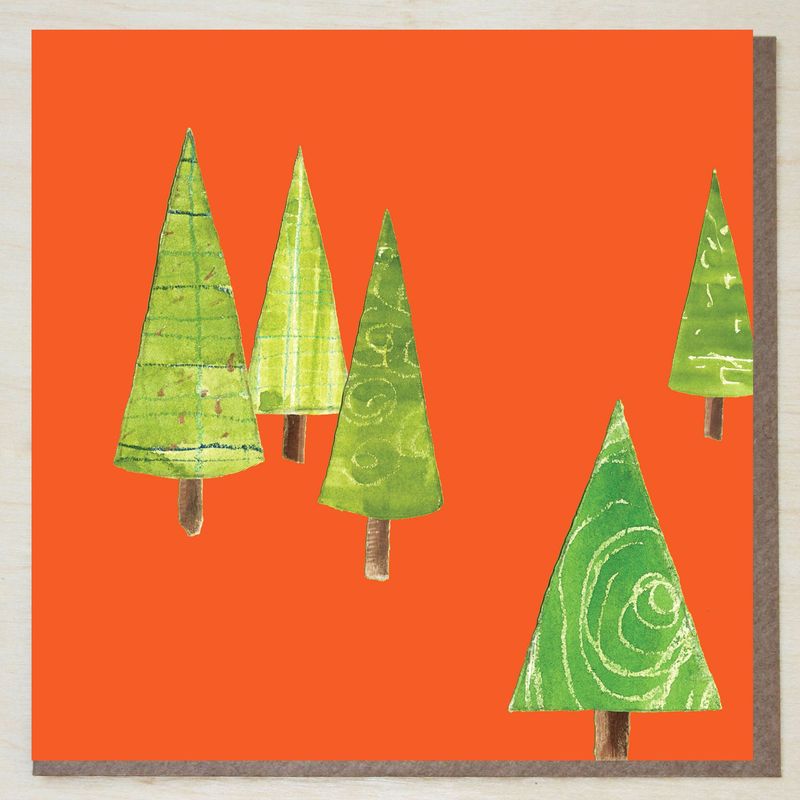 GWND436 Christmas Trees on Orange