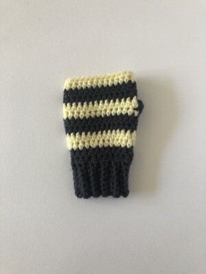 Storm Blue & Cream Children's Crochet Fingerless Gloves