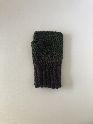 Women's Dark Green Woodland Crochet Fingerless Gloves