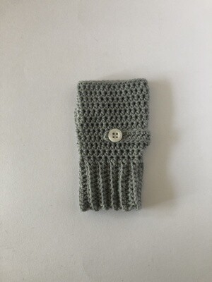 Women&#39;s Dove Grey Hand Crochet Fingerless Gloves