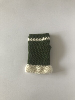 Women's Khaki & Cream Hand Crochet Fingerless Gloves
