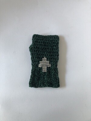 Women's Chenille Forest Green Crochet Fingerless Gloves