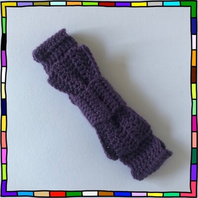 "Girl's purple stretchy hand crocheted bow headband"