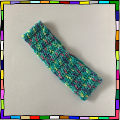 "Women's aqua rainbow stretchy hand crocheted headband"