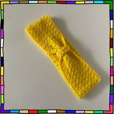"Children's yellow moss stitch hand crochet headband"