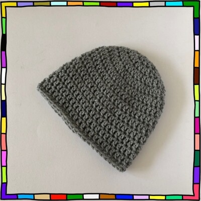 "Women's grey chunky hand crochet beanie hat"