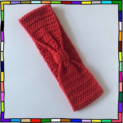 "Women's rose red hand crocheted headband"