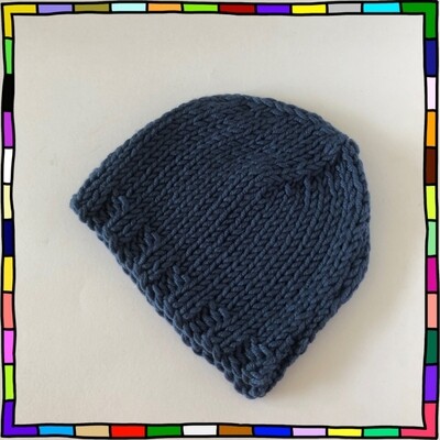 "Women's super chunky ocean blue colour hand knit beanie hat"