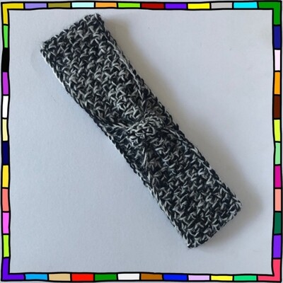 "Women's handmade black and white hand crocheted headband"