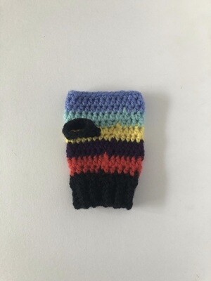 Black Cuff Stripe Crochet Children's Fingerless Gloves