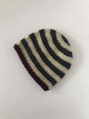 Children's Storm Blue & Cream Striped Crochet Beanie Hat