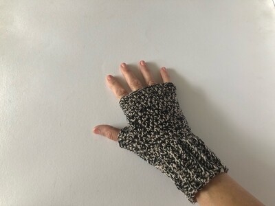 Men’s Black & Natural Crochet Fingerless Gloves UK