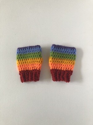 Rainbow Striped Toddler Hand Crochet Fingerless Gloves