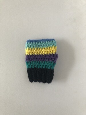 Teal Stripe Toddler Hand Crochet Fingerless Gloves