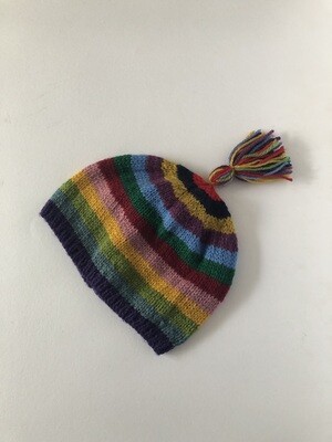 Toddler Hand Knit Colourful Stripe Beanie Hat
