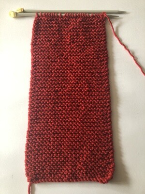 Unisex Red Garter Stitch Hand Knit Scarf