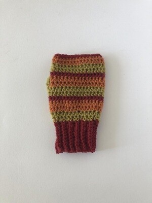 Women's Autumn Colour Striped Crochet Fingerless Gloves