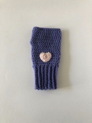 Women's Bluebell Heart Hand Crochet Fingerless Gloves
