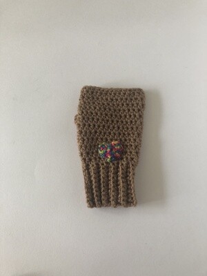 Women’s Camel Crochet Fingerless Gloves & Headband Set