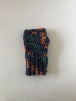 Women's Chunky Purple & Turquoise Crochet Fingerless Gloves